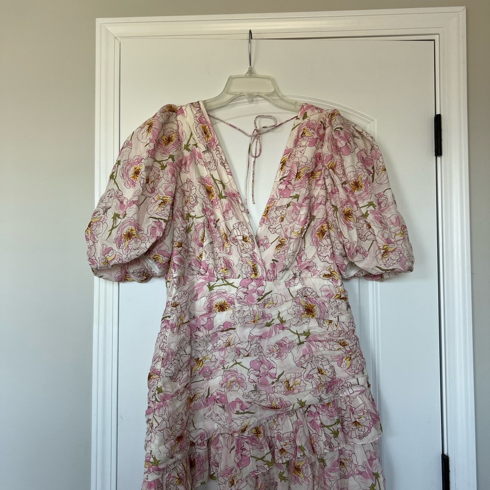 Sau Lee Posey dress pink and white